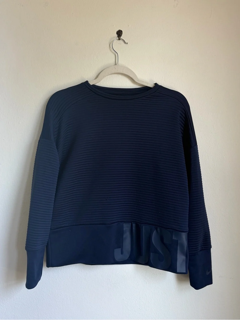 Nike Just Do It Ribbed Pullover Sweatshirt Navy